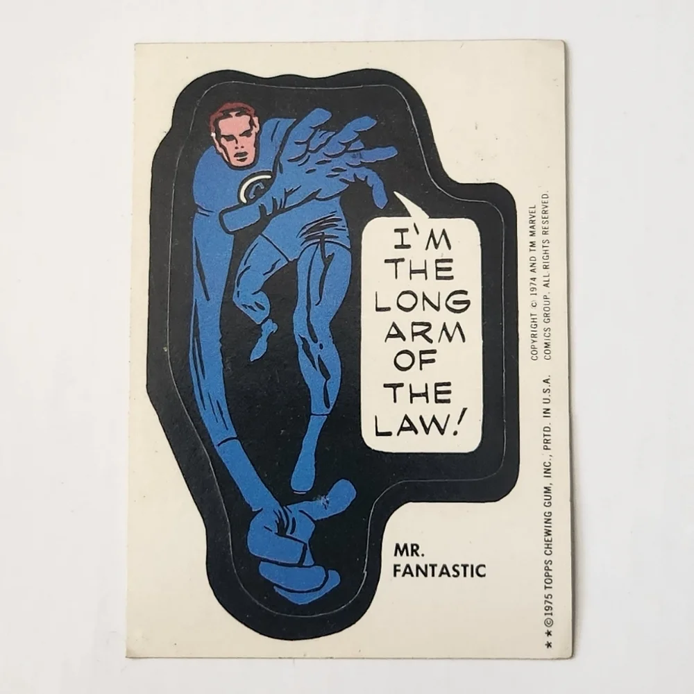 ✨VINTAGE 1975 Topps Marvel Comic Book Heroes Sticker Card - Mr. Fantastic ✨